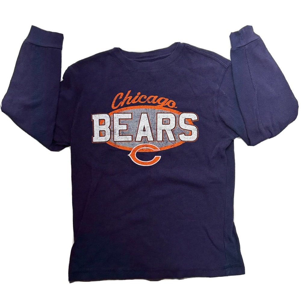Chicago Bears NFL Team Apparel Long Sleeves Thermal Sweatshirt Blue- Youth- LG